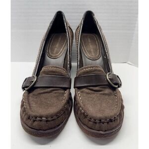 Lower East Side Y2K Chunky Platform Heels Brown Ankle Slip On Women's Size 8.5